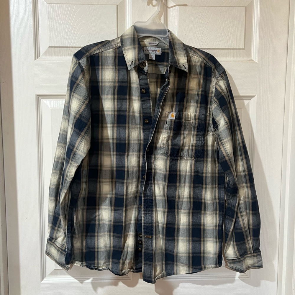 Carhartt Navy and Cream Plaid Shirt